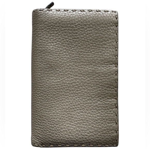 Fendi Vintage Selleria Metallic Pebbled Leather Bifold Wallet